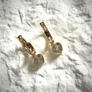 Gold Plated Clear Cubic Zirconia Hoop Earrings